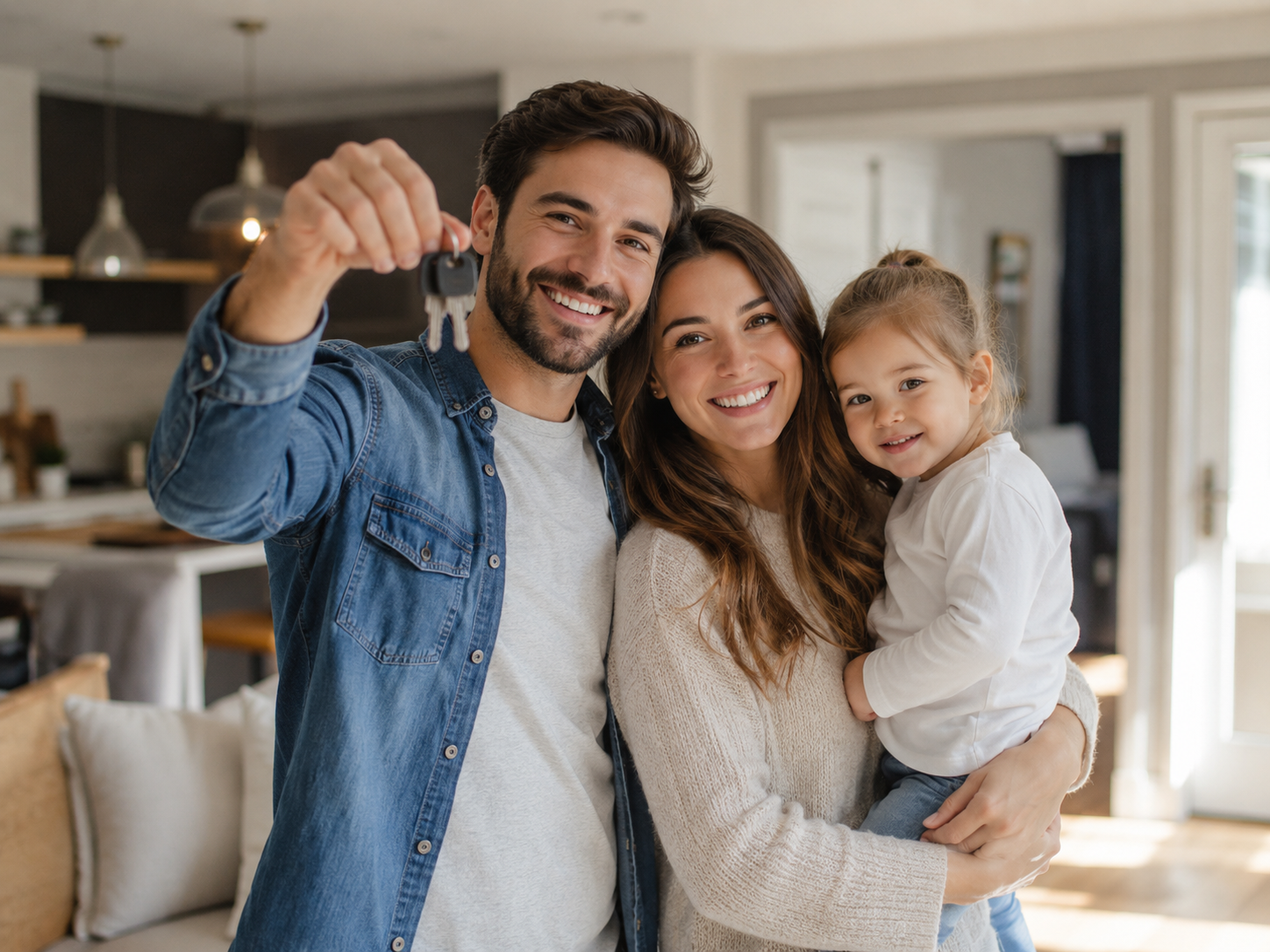 Familie mit Hausschlüsseln